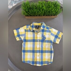 U.S. Polo Assn. Yellow and Blue Plaid Kids Shirt 18M